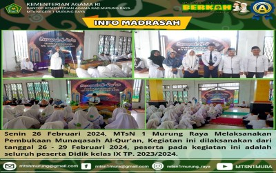 MTsN 1 MURUNG RAYA MELAKSANAKAN MUNAQASAH AL-QUR'AN